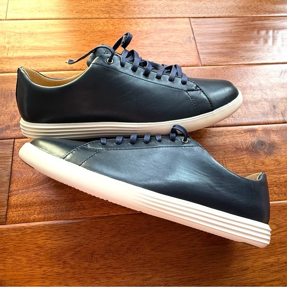 NEW! Cole Haan men’s 10.5 Grand Crosscourt navy blue leather lace-up shoes NIB! - Picture 9 of 11
